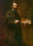 Franciszek zmurko Self-portrait with a palette. oil painting on canvas